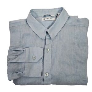 Cubavera Cashmere Blue 100% Linen Button Down Shirt Size‎ Large Men's